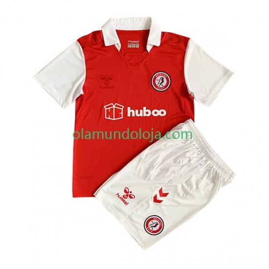 Camisola Bristol City Criança Equipamento Primeiro 2022-2023 Manga Curta